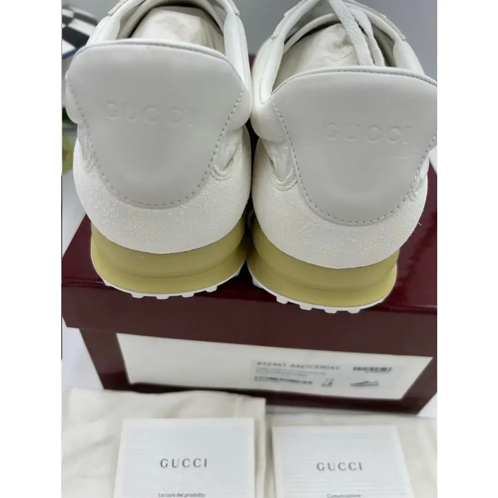 Men's Gucci re-motion GG canvas/suede sneakers size 12 fits 12.5 US made Italy